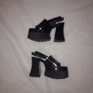 dolls kill current mood black patent studded platform heels